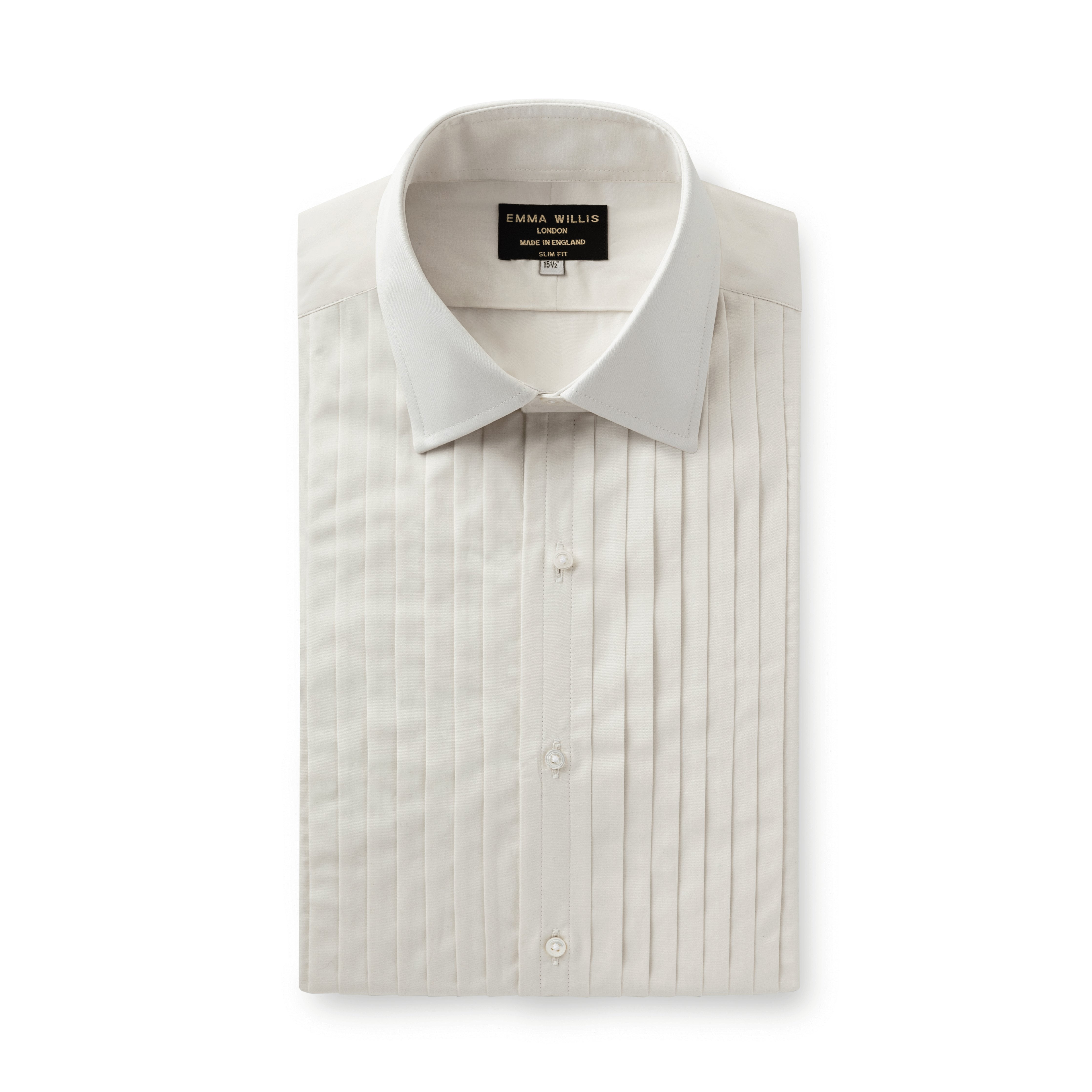Ivory Cotton Pleated Bib Evening Shirt - Emma Willis