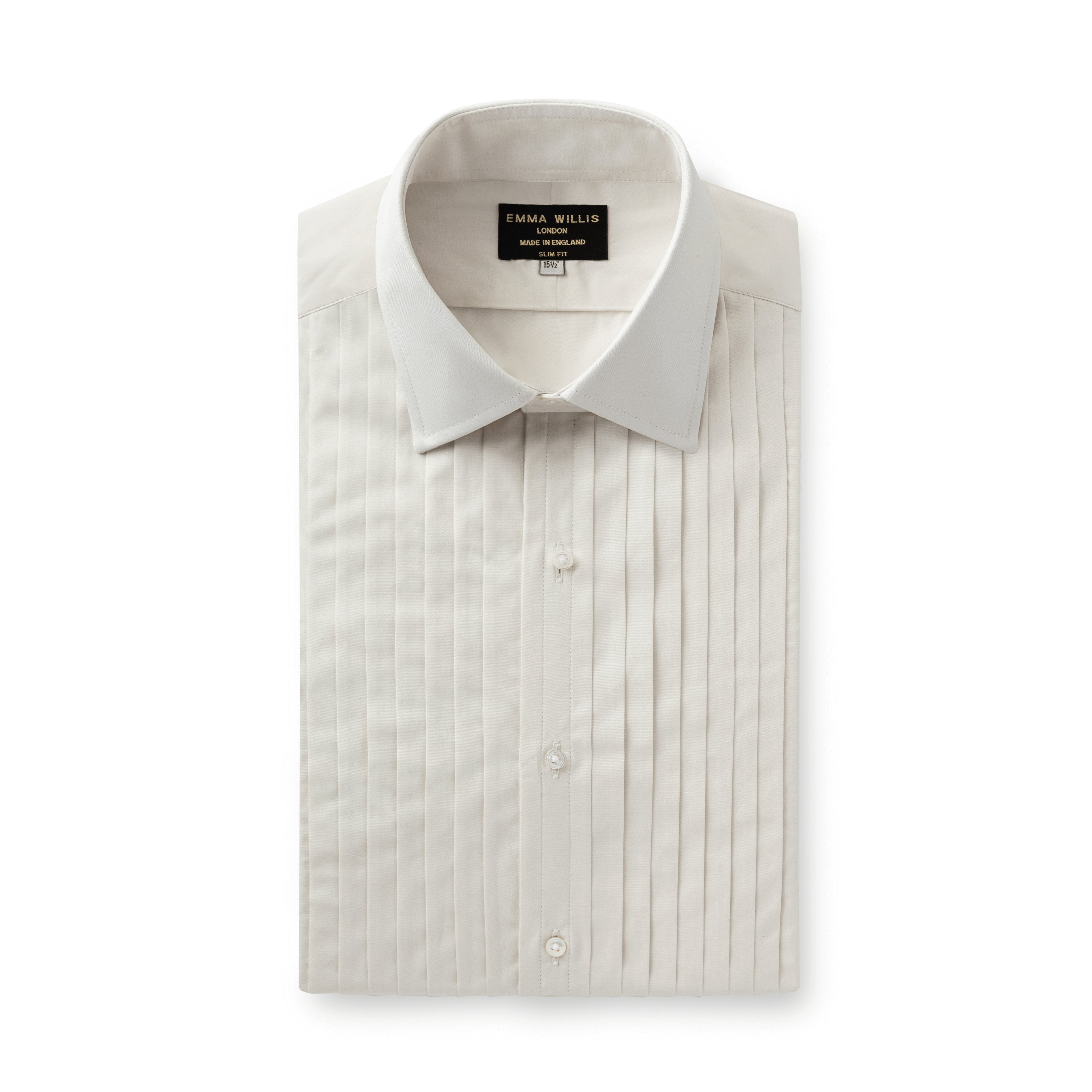 Ivory Sea-Island Pleated Bib Evening Shirt - Emma Willis