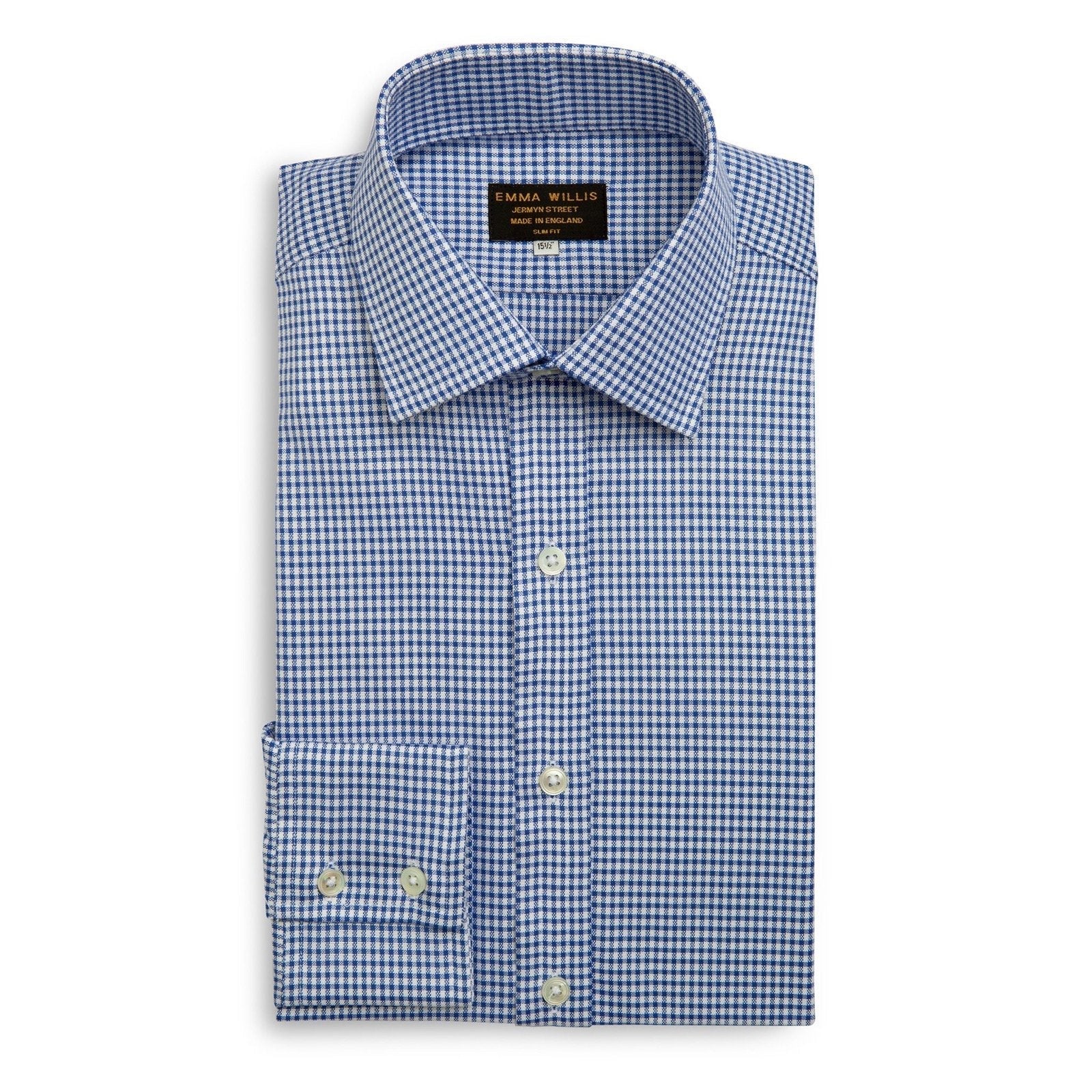 Navy Oxford Check Cotton Shirt - Emma Willis
