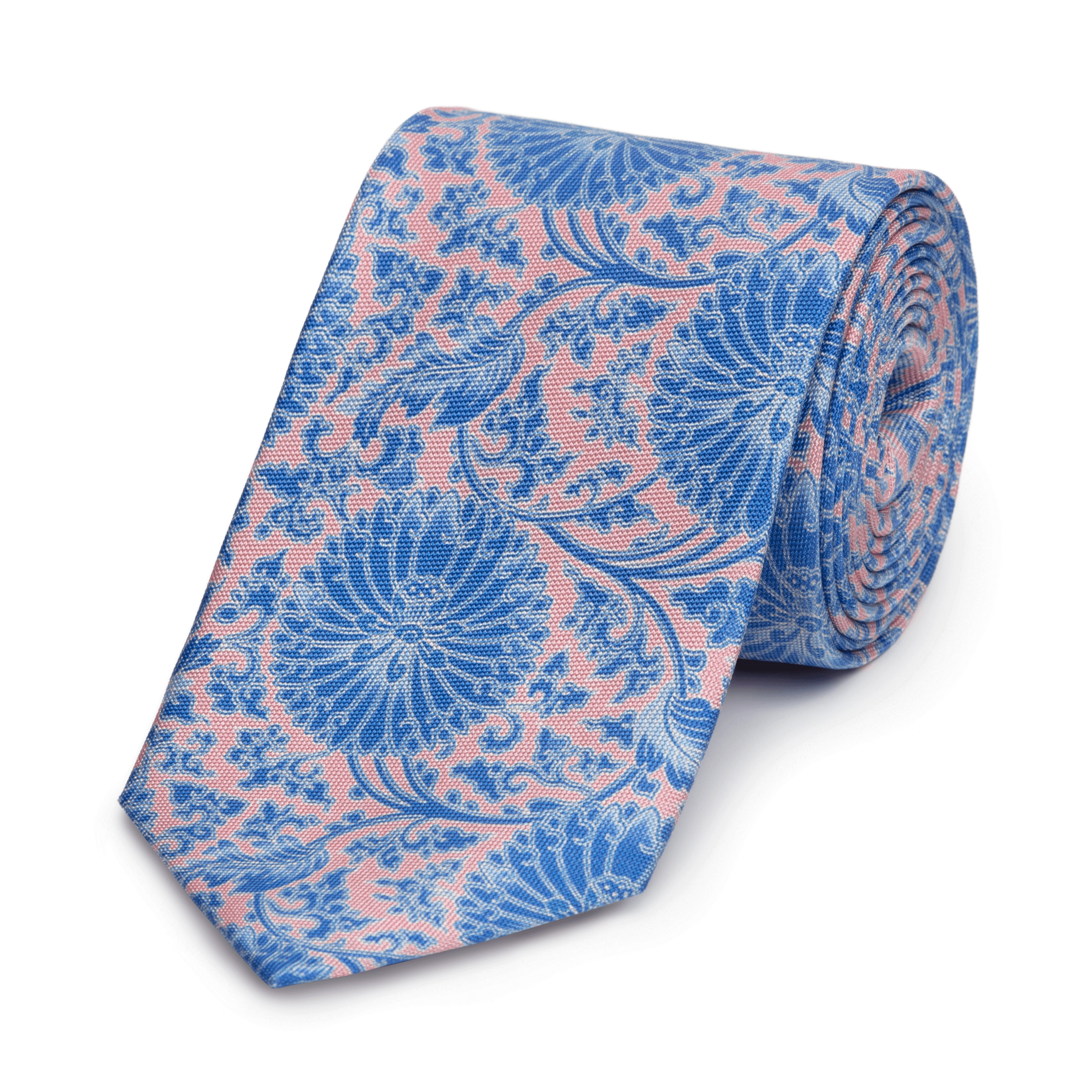 Pink/Sky Floral Silk Tie - Emma Willis