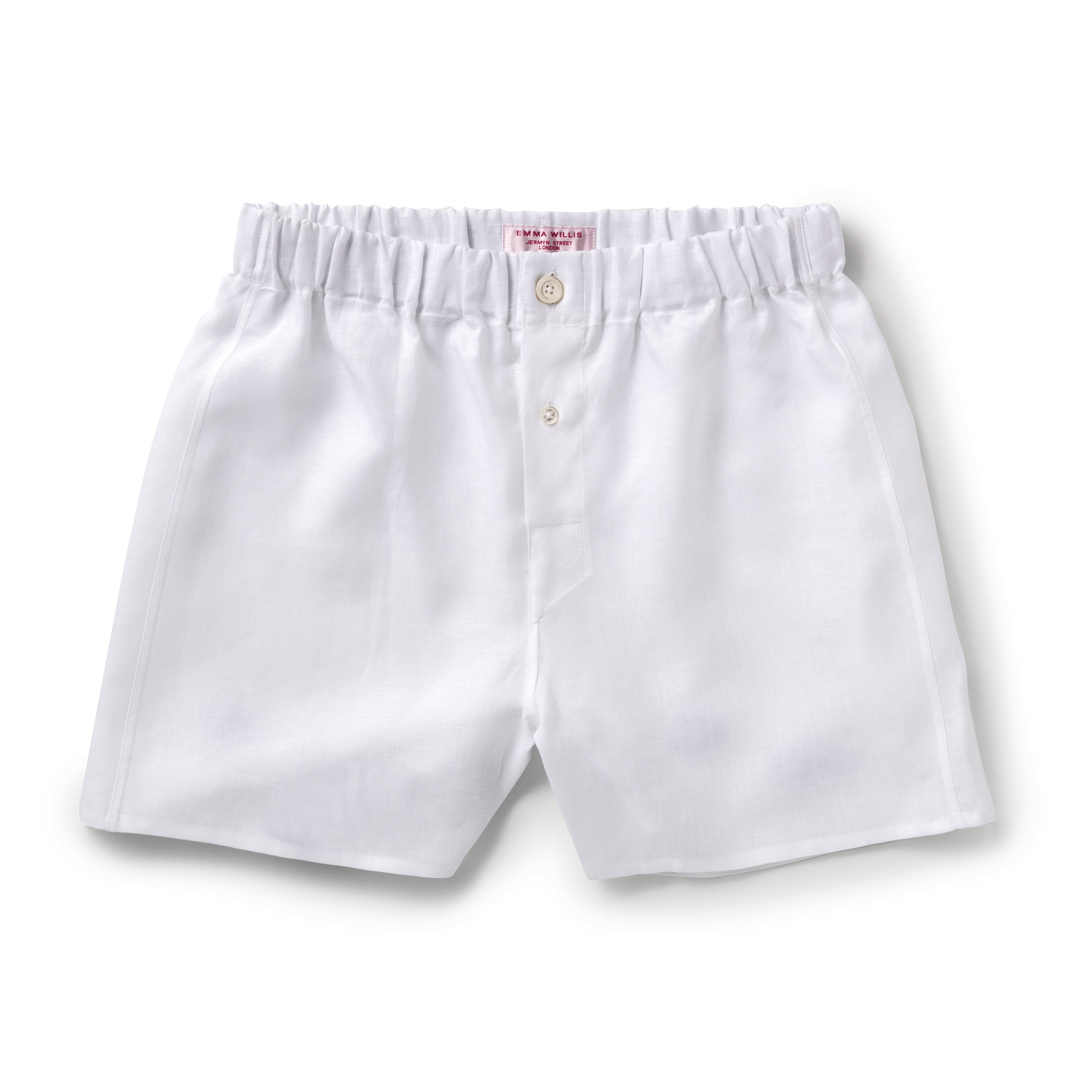 White Linen Slim Fit Boxer Shorts - Emma Willis