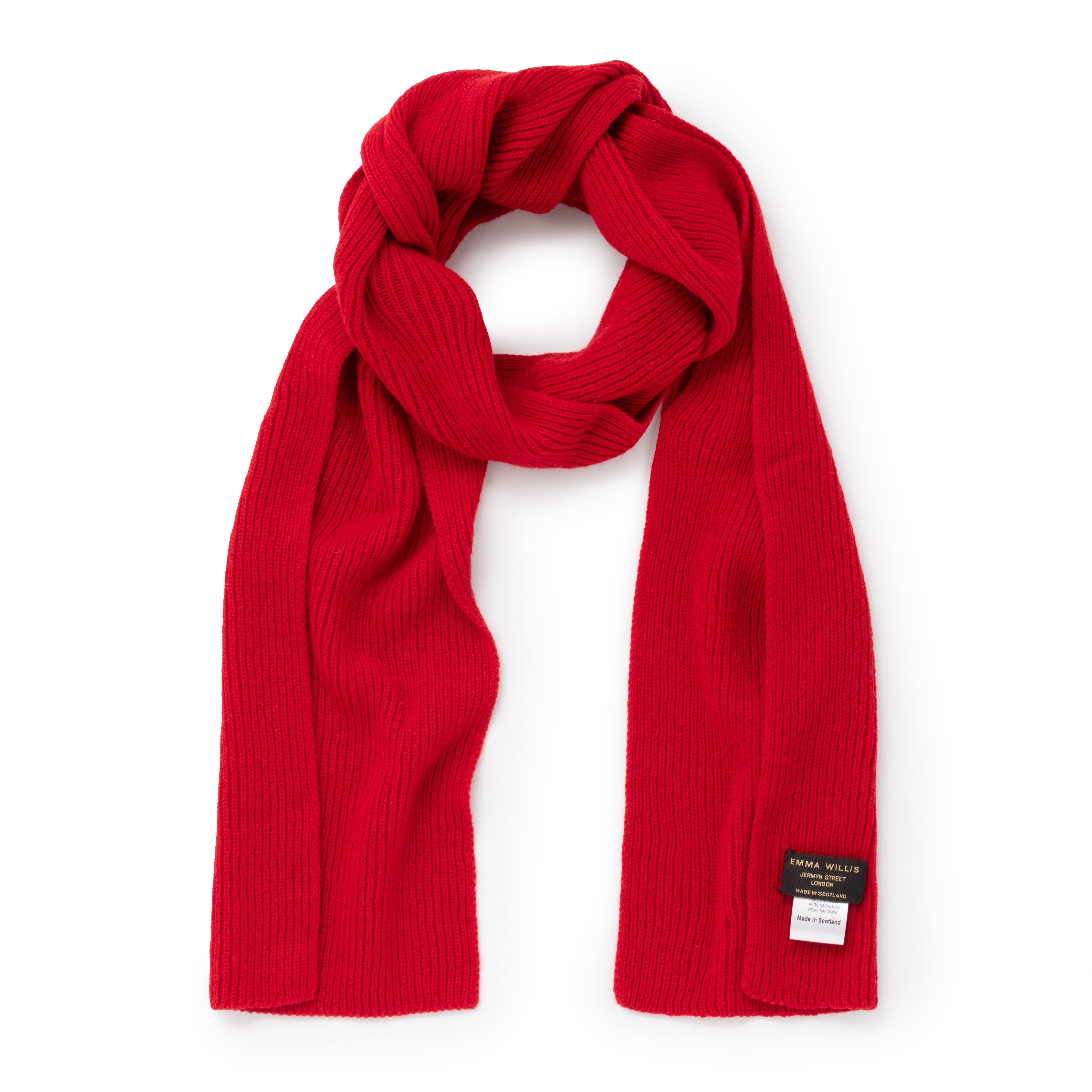 Bright Red Ribbed Cashmere Scarf - Emma Willis
