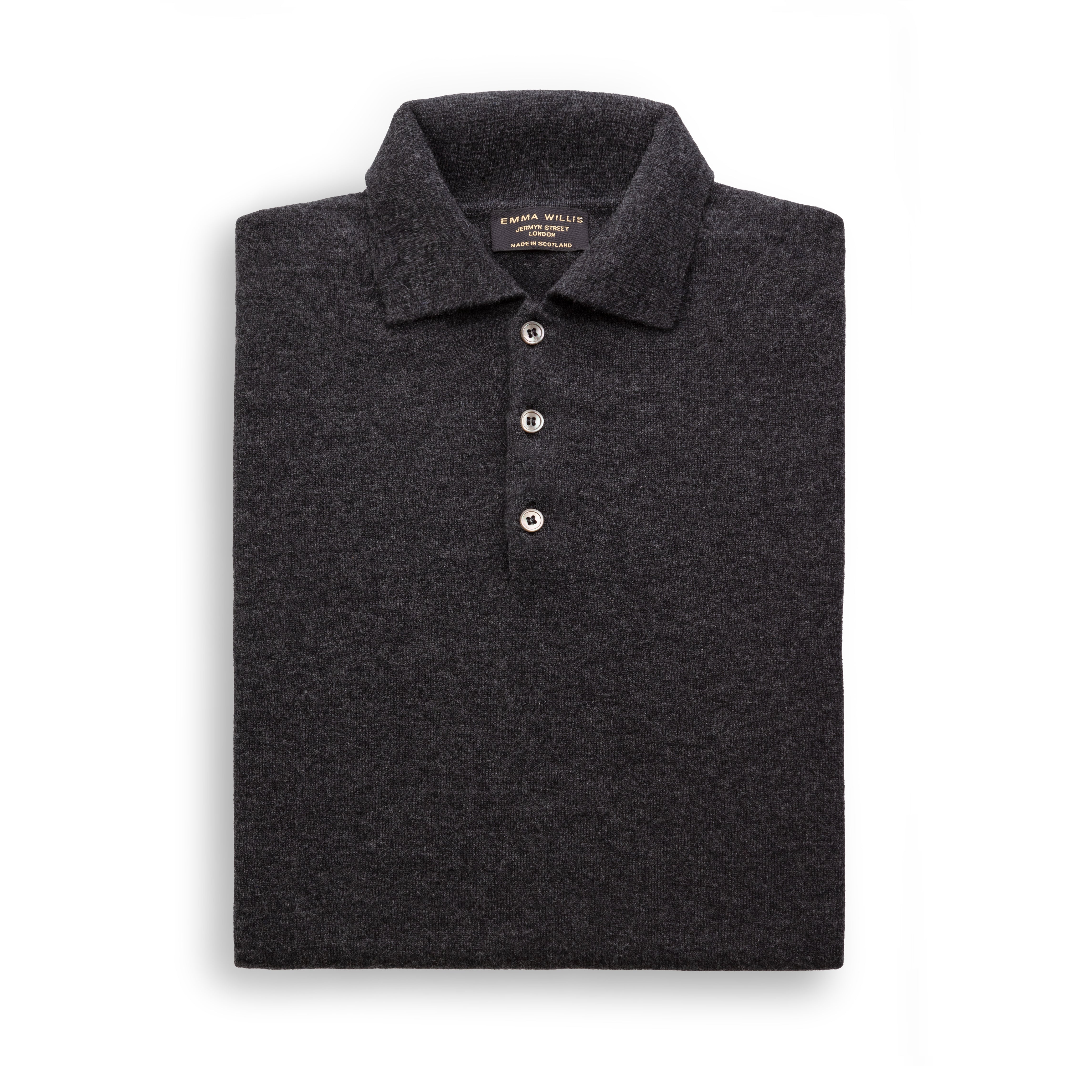 Charcoal Cashmere Polo Jumper - Emma Willis
