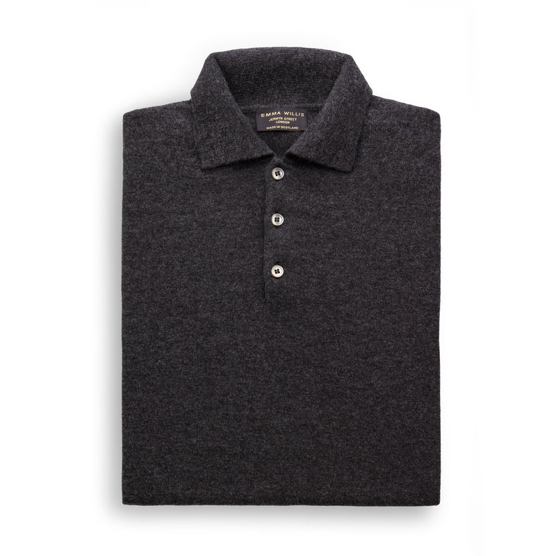 Charcoal Cashmere Polo Jumper - Emma Willis