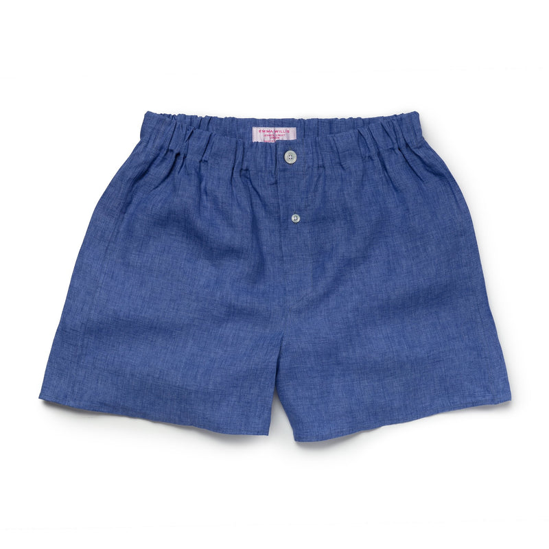 Cornflower Linen Slim Fit Boxer Shorts - New - Emma Willis