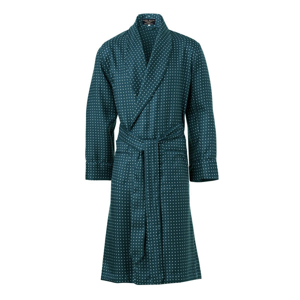 Green and White Spot Silk Dressing Gown - New Collection - Emma Willis