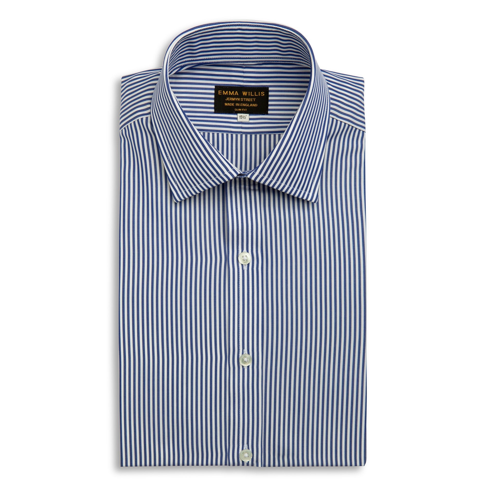 Navy Bengal Stripe Cotton Shirt - Bespoke freeshipping - Emma Willis