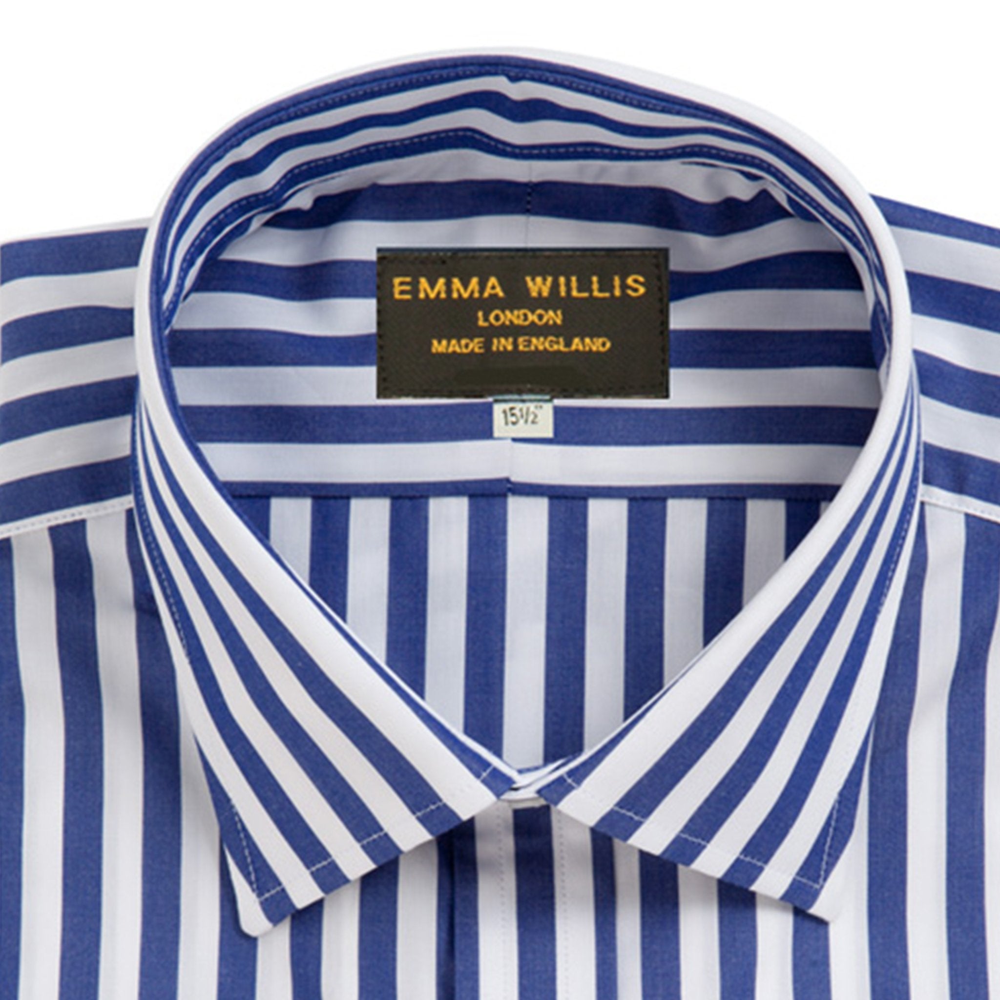 Navy Butcher Stripe Cotton Shirt freeshipping - Emma Willis