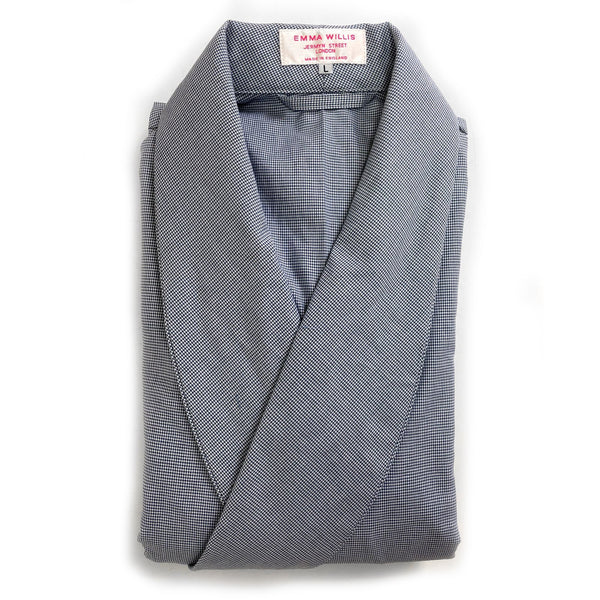 Navy Houndstooth Brushed Cotton Dressing Gown freeshipping - Emma Willis