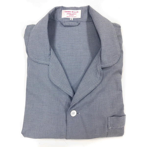 Navy Houndstooth Brushed Cotton Pyjama Set freeshipping - Emma Willis