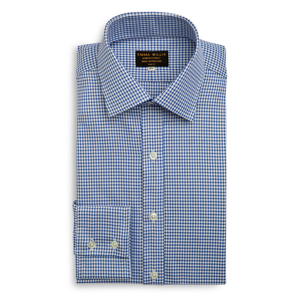Navy Oxford Check Cotton Shirt - Bespoke freeshipping - Emma Willis