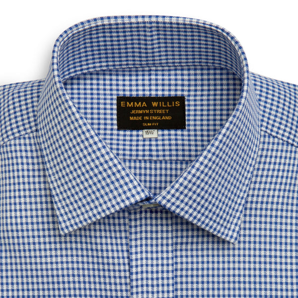 Navy Oxford Check Cotton Shirt - Bespoke freeshipping - Emma Willis