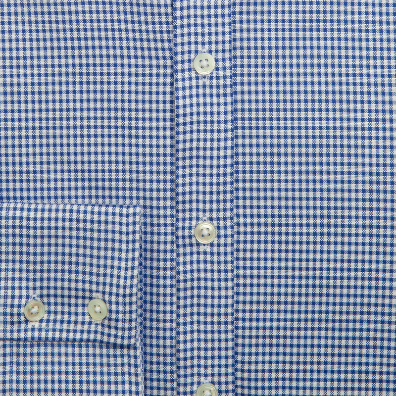 Navy Oxford Check Cotton Shirt freeshipping - Emma Willis