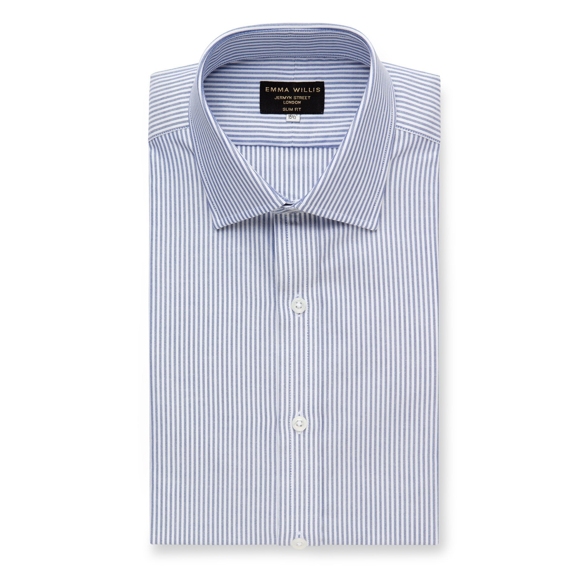 Navy Oxford Stripe Cotton Shirt - Bespoke freeshipping - Emma Willis