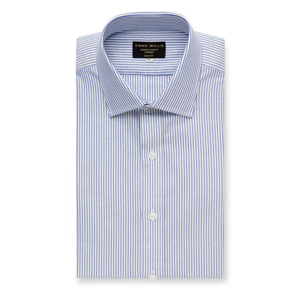Navy Oxford Stripe Cotton Shirt - Bespoke freeshipping - Emma Willis