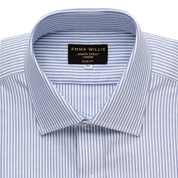 Navy Oxford Stripe Cotton Shirt - Bespoke freeshipping - Emma Willis