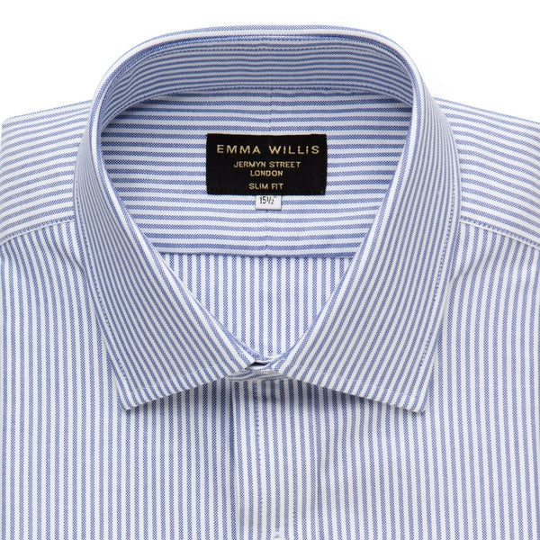 Navy Oxford Stripe Cotton Shirt - Bespoke freeshipping - Emma Willis