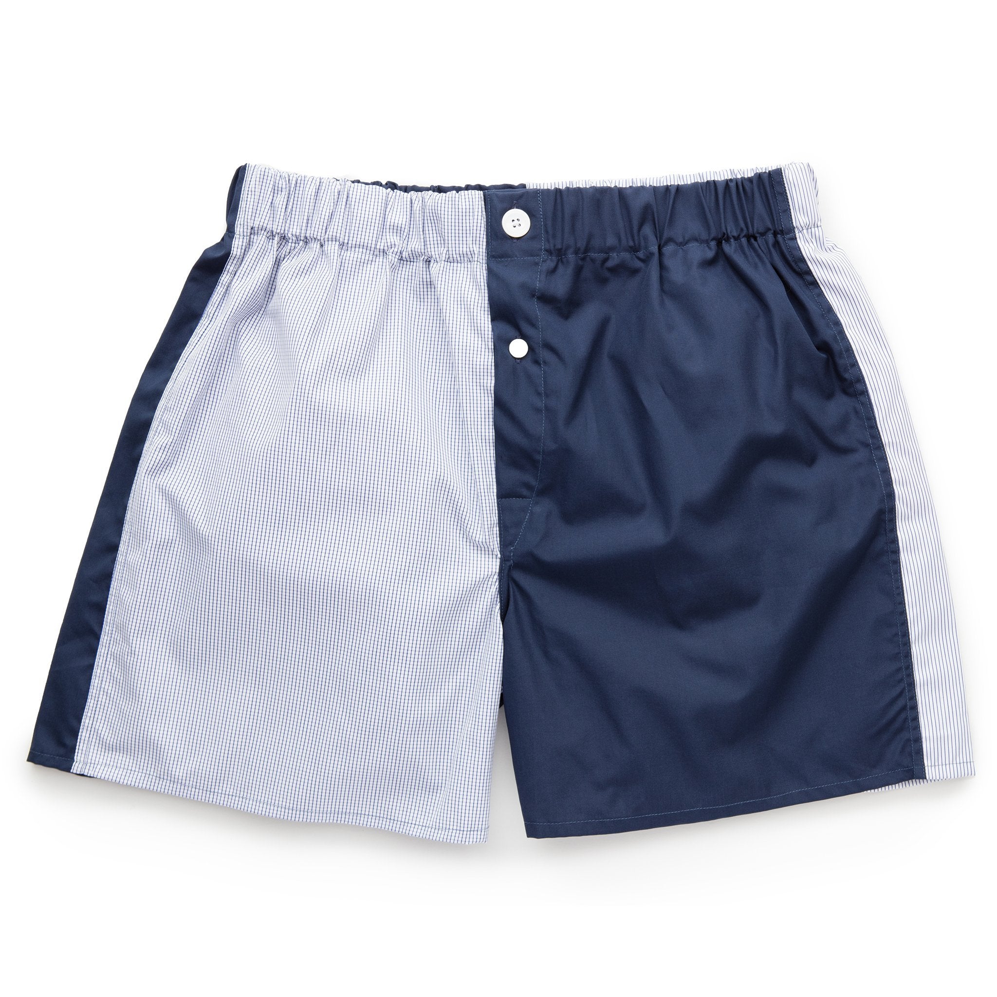 Navy Patchwork Superior Cotton Boxer Shorts - Slim Fit freeshipping - Emma Willis