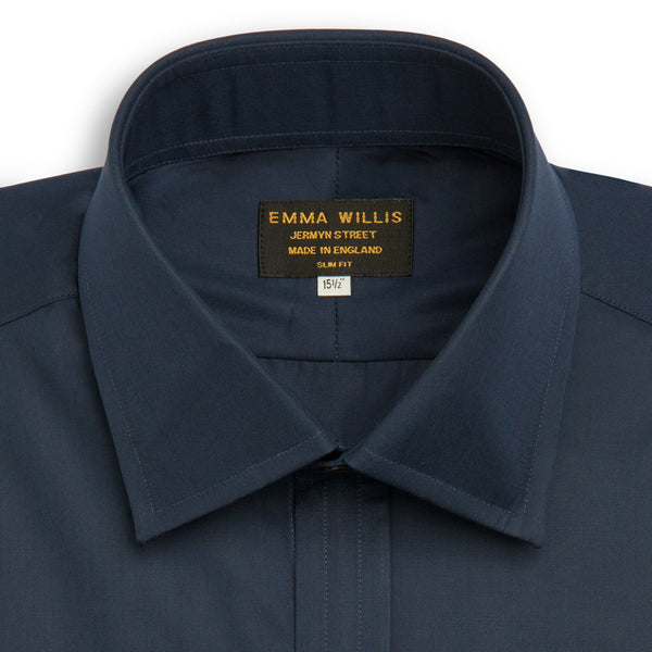 Navy Superior Cotton Shirt - Bespoke freeshipping - Emma Willis