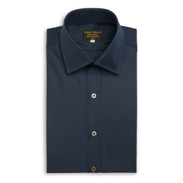 Navy Superior Cotton Shirt - Bespoke freeshipping - Emma Willis