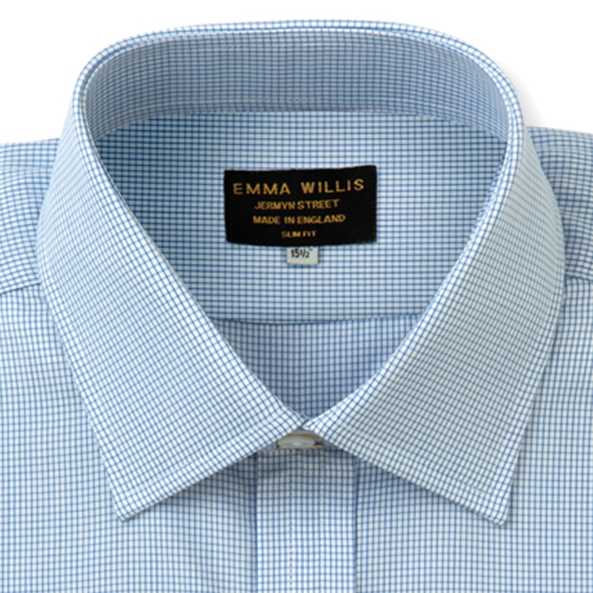 Navy Windowpane Check Cotton Shirt - Bespoke freeshipping - Emma Willis