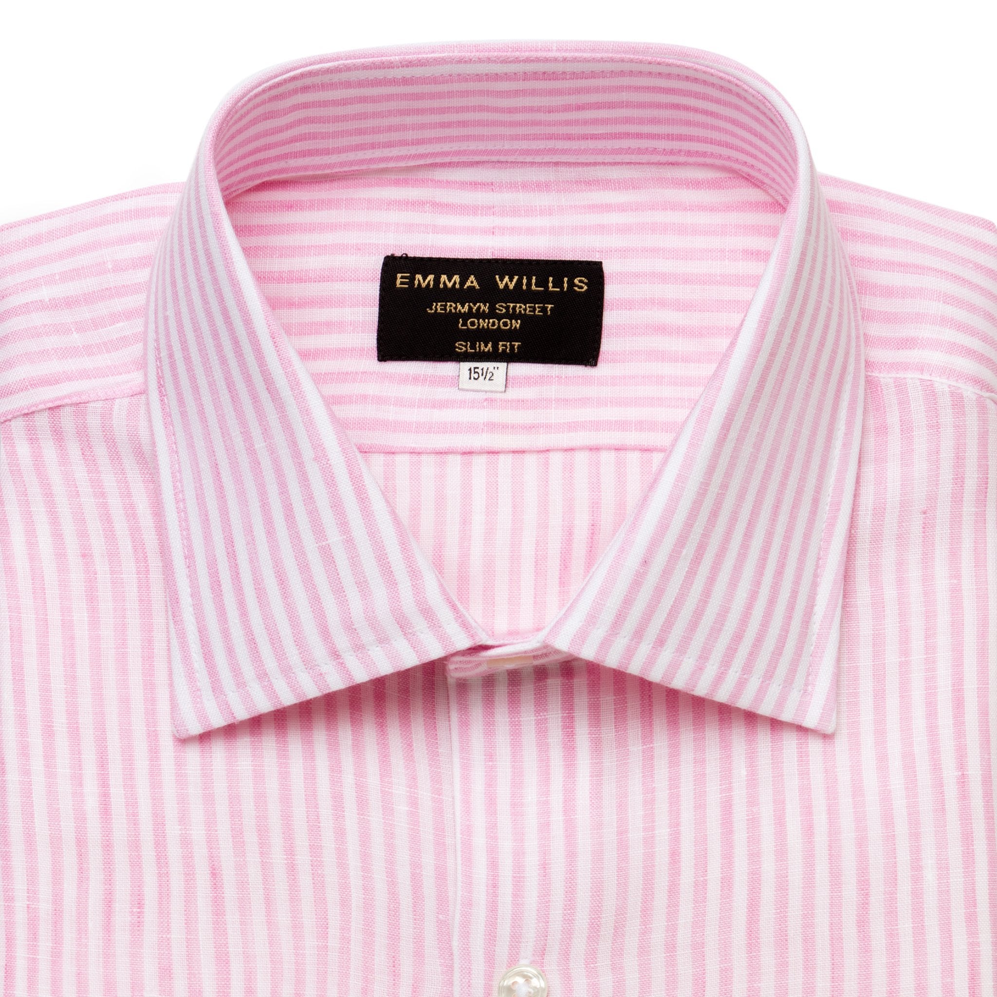 Pink Bengal Stripe Linen Shirt freeshipping - Emma Willis
