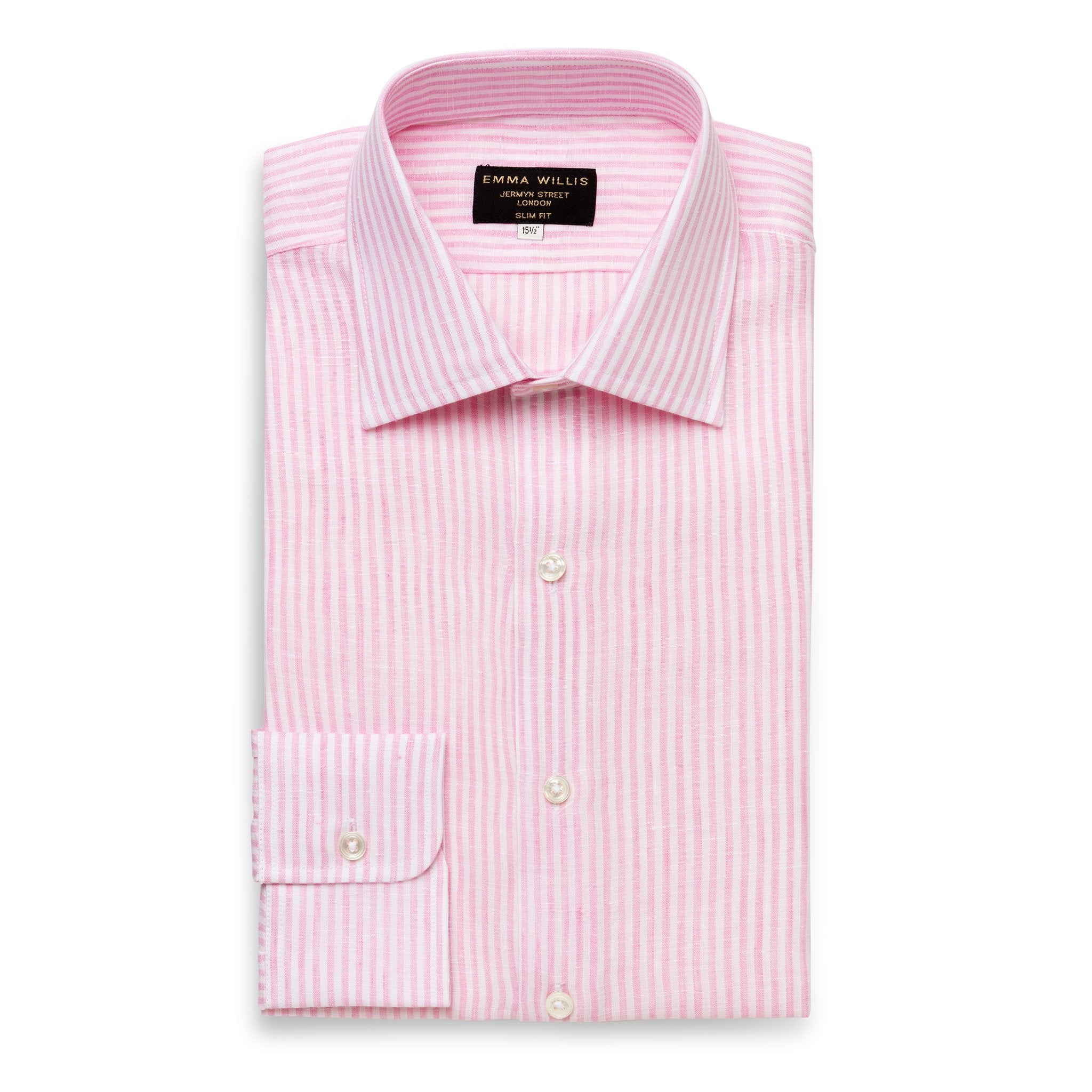 Pink Bengal Stripe Linen Shirt - Bespoke freeshipping - Emma Willis