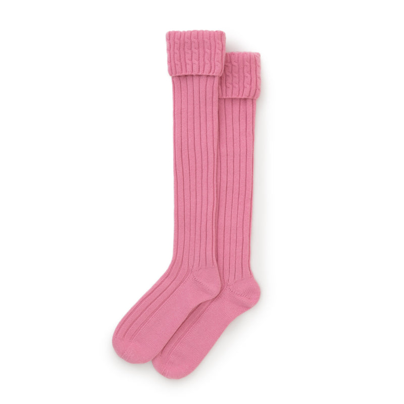 Pink Cable Knit Cashmere Socks - Emma Willis