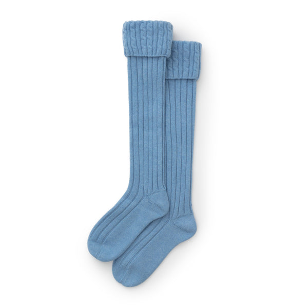 Poole Blue Cable Knit Cashmere Socks - Emma Willis