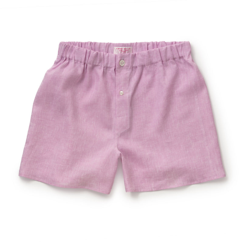 Shell Pink Linen Slim Fit Boxer Shorts - New - Emma Willis