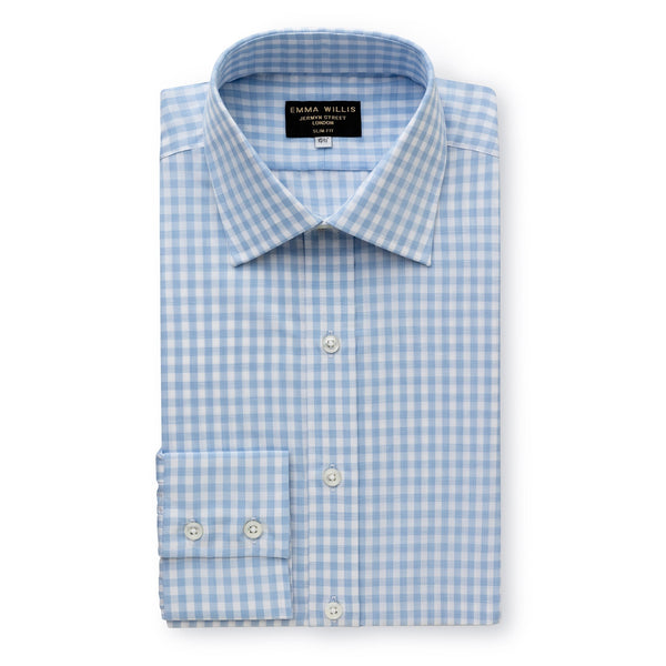 Sky Gingham Zephirlino Shirt - Bespoke freeshipping - Emma Willis