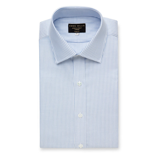 Sky Oxford Stripe Cotton Shirt - Bespoke freeshipping - Emma Willis