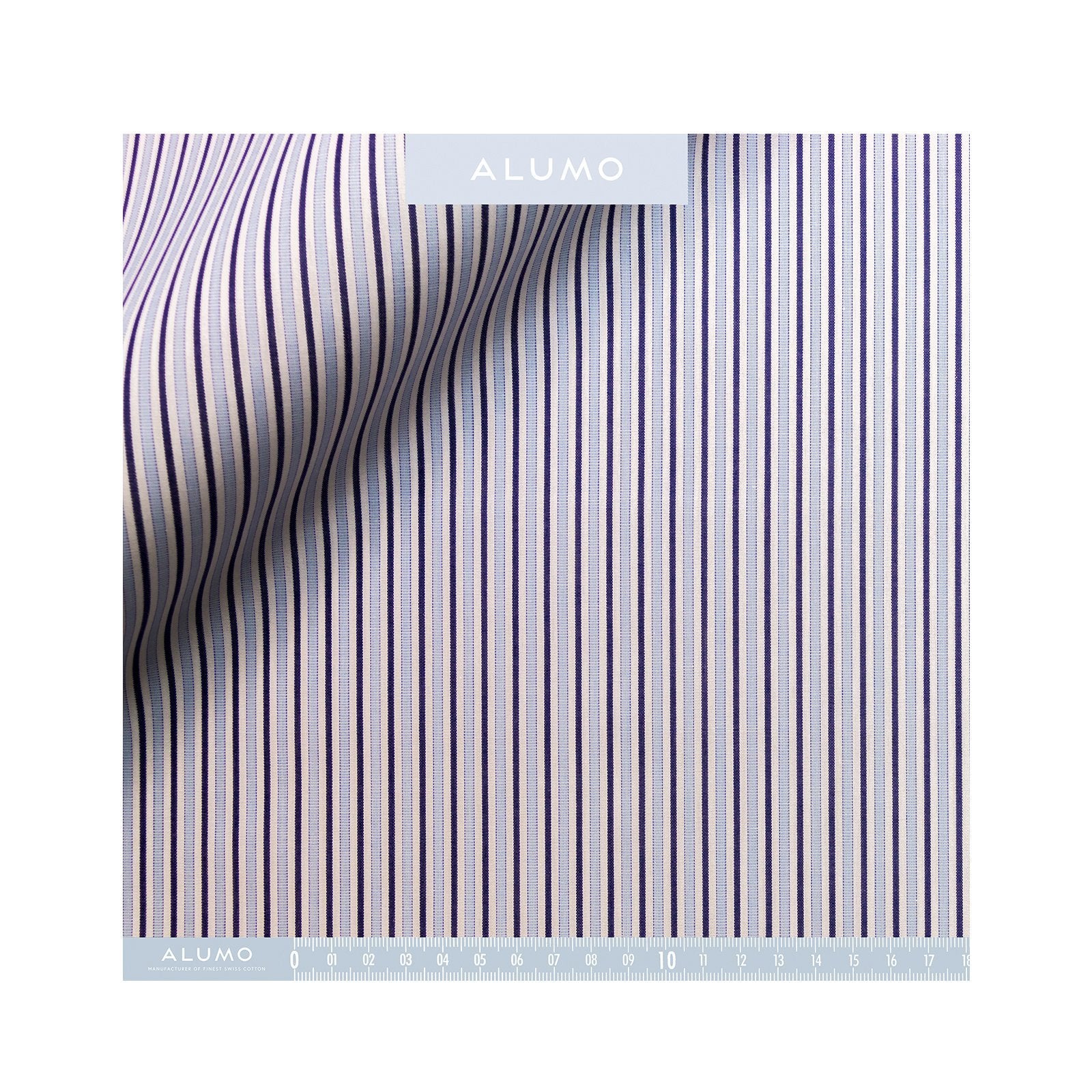 Sky/Navy Chalk Stripe Cotton Shirt - Bespoke - Emma Willis