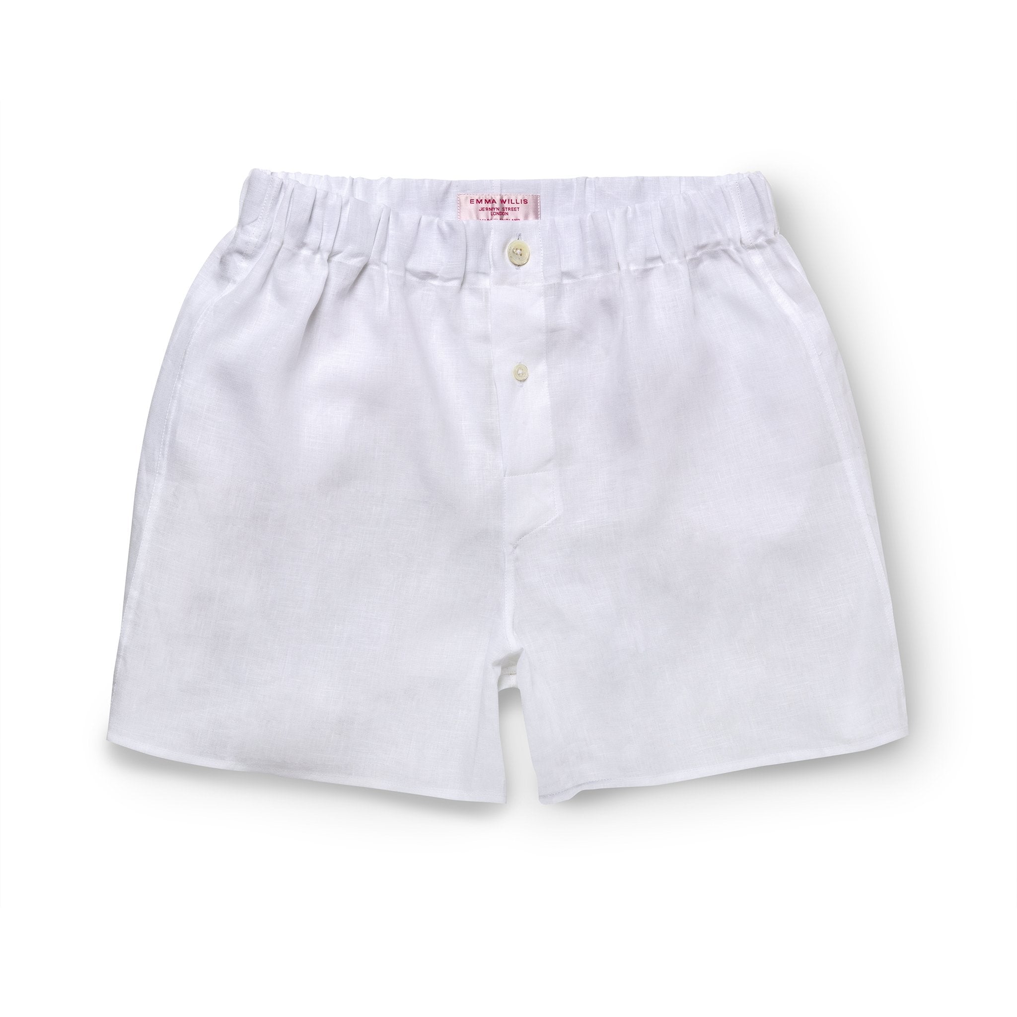 White Linen Slim Fit Boxer Shorts - New - Emma Willis