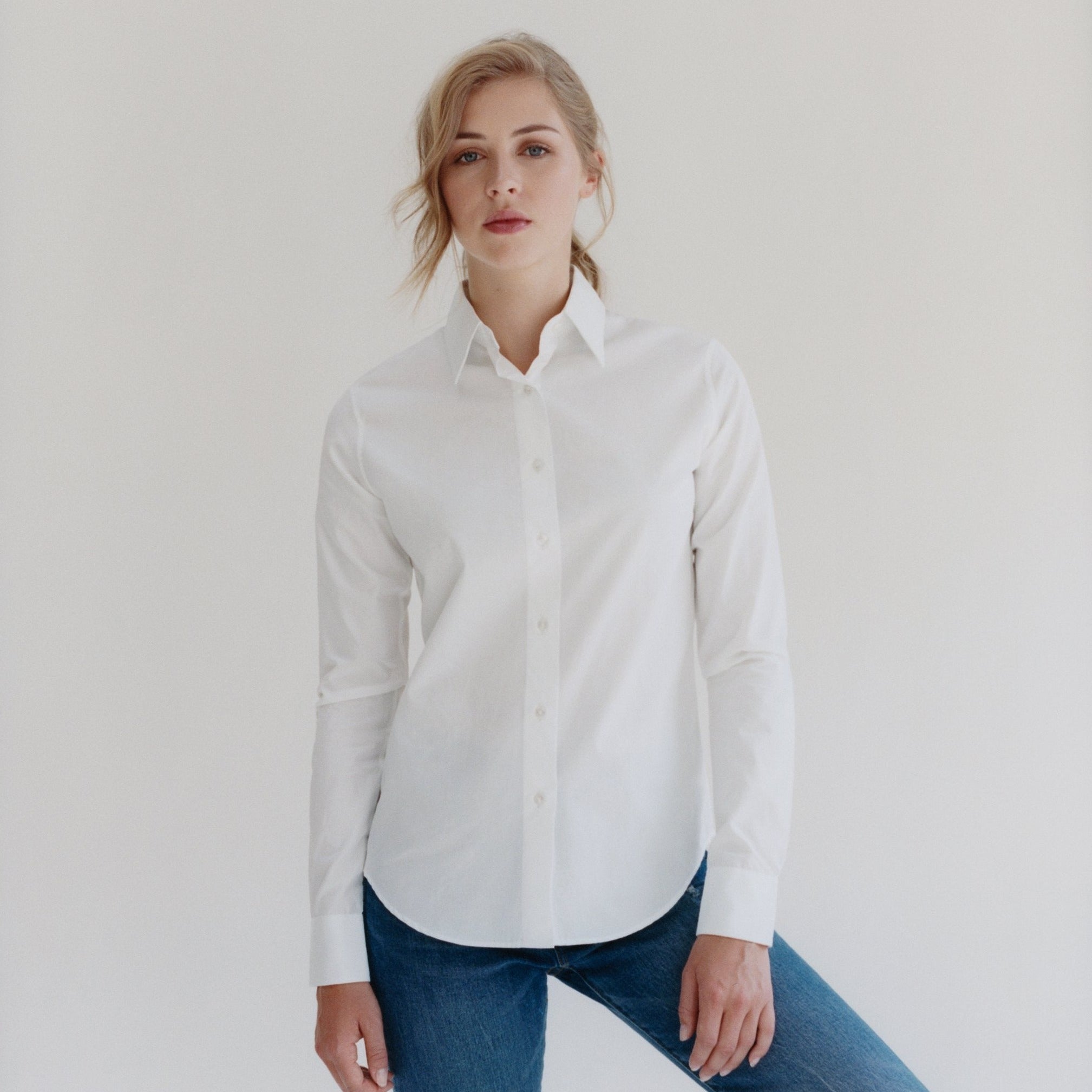 White Superior Cotton Slim Fit freeshipping - Emma Willis